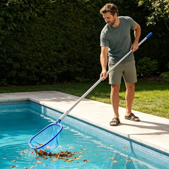 SnelShoppen - Pool Landing Net 185 cm Met Telescopische Steel, 12 cm Diepe Vijvernet, Fijnmazig Voor Zwembad, Vijvers, Algen, Bladeren — afbeelding 4