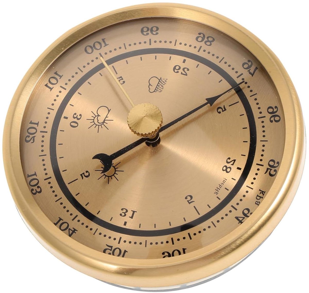 Barometer met Scherm - Luchtdrukmeter Weerstation - Weersvoorspelling Thuis - Nauwkeurig Meetontwerp - 7 x 7 x 3.5 cm - Goud