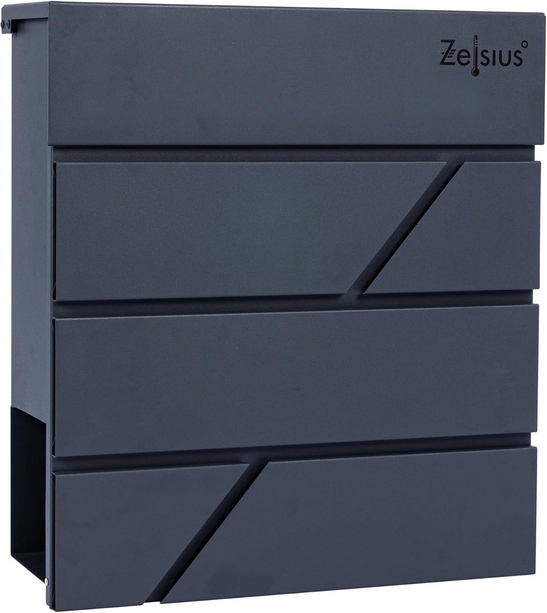 SnelShoppen - Zelsius Briefbox SOLID met Krantencompartiment, Geïntegreerd Soft-Close Effect, Briefbus in Antraciet RAL7016, Wand- of Staande Montage,