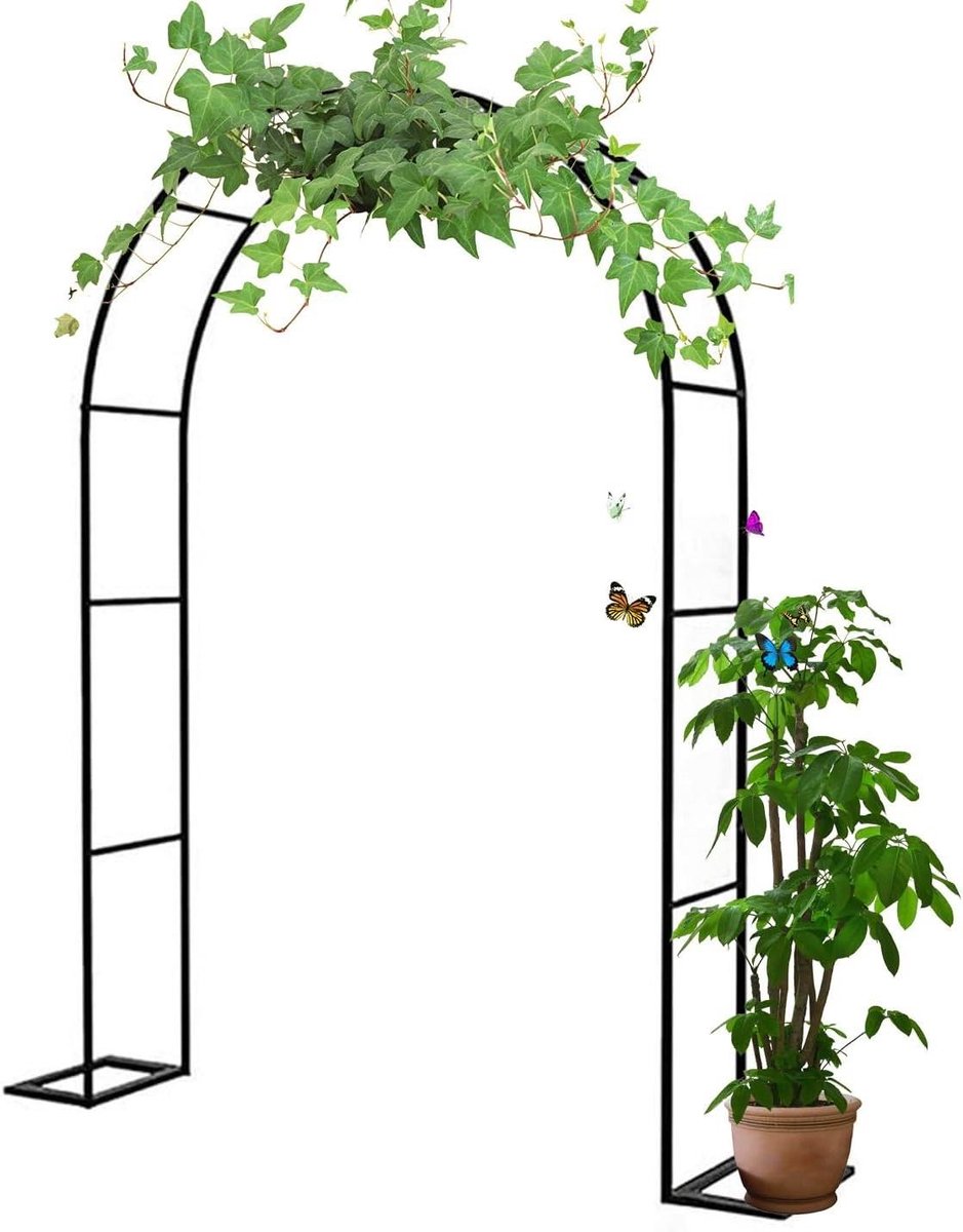 Trouwboog Tuinboog - Rozenboog Klimplantenboog - Bruiloft Decoratie - Gegalvaniseerd Staal - 350x220cm - Zwart