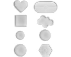 SnelShoppen - Epoxy Resin Mould Set 8 Stuks - Silicone Mallen voor Coasters, Decoraties, DIY Projecten - Hoogwaardige Siliconen, Diverse Vormen, Perfe