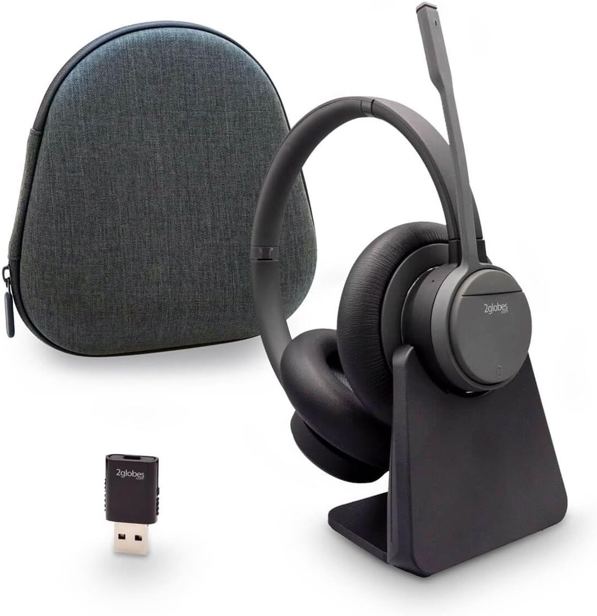 SnelShoppen - Hybrid X.5: Geavanceerde DECT & Bluetooth Stereo Headset met ANC - USB-C Verbinding - Zwart, Hoogwaardige Kunstlederen Hoofdband, Ideaal