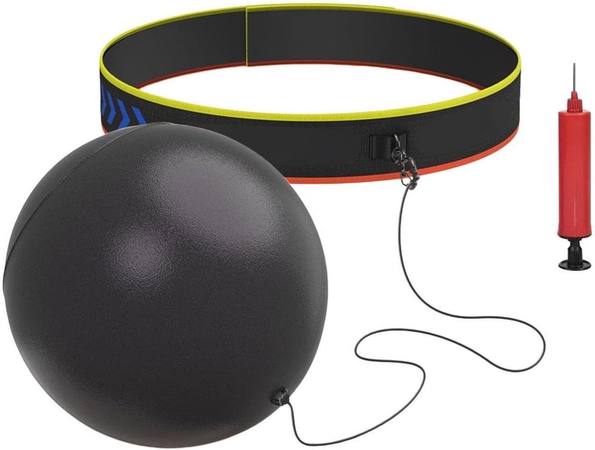Boksbal met Hoofdband - Trainingsbal Boksen - Reactie Training - Automatische Rebound - Verstelbare Hoofdband - Zwart