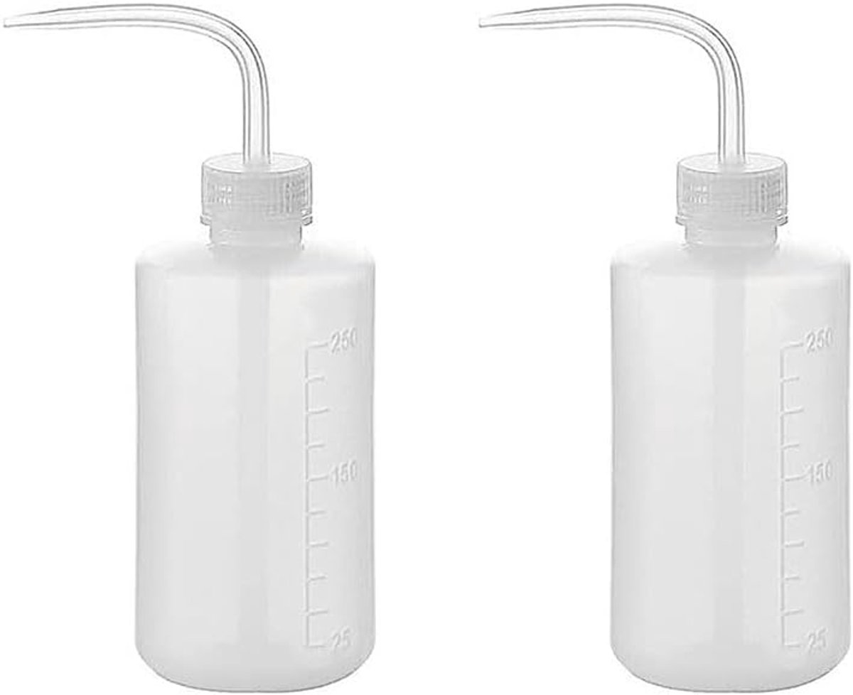 Kunststof gieters set van 2 - transparante flessen - 250 ml - ideaal voor plantenirrigatie - m-winkel