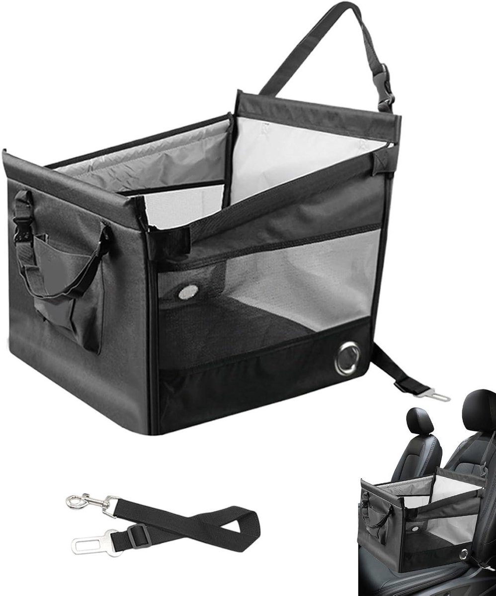 Honden Autostoel - Reisstoel Puppy - Veilig Reizen - Ademende Mesh - 48x46x45cm - Zwart