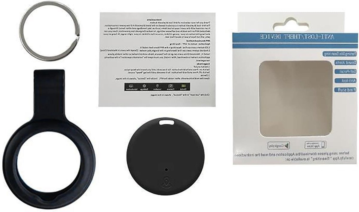Huisdier Tracker - Item Finder Mini Tag - Spullen Lokaliseren - Alarm bij Verlies - 3.8 cm Diameter - Zwart