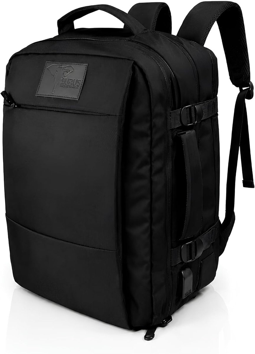 SnelShoppen - Ryanair Handbagage Rugzak 40 x 20 x 25 cm, Perfect voor Low-Cost Vliegen met Ergonomisch Ontwerp, Zwart, Ideaal voor Reizen en Weekendje