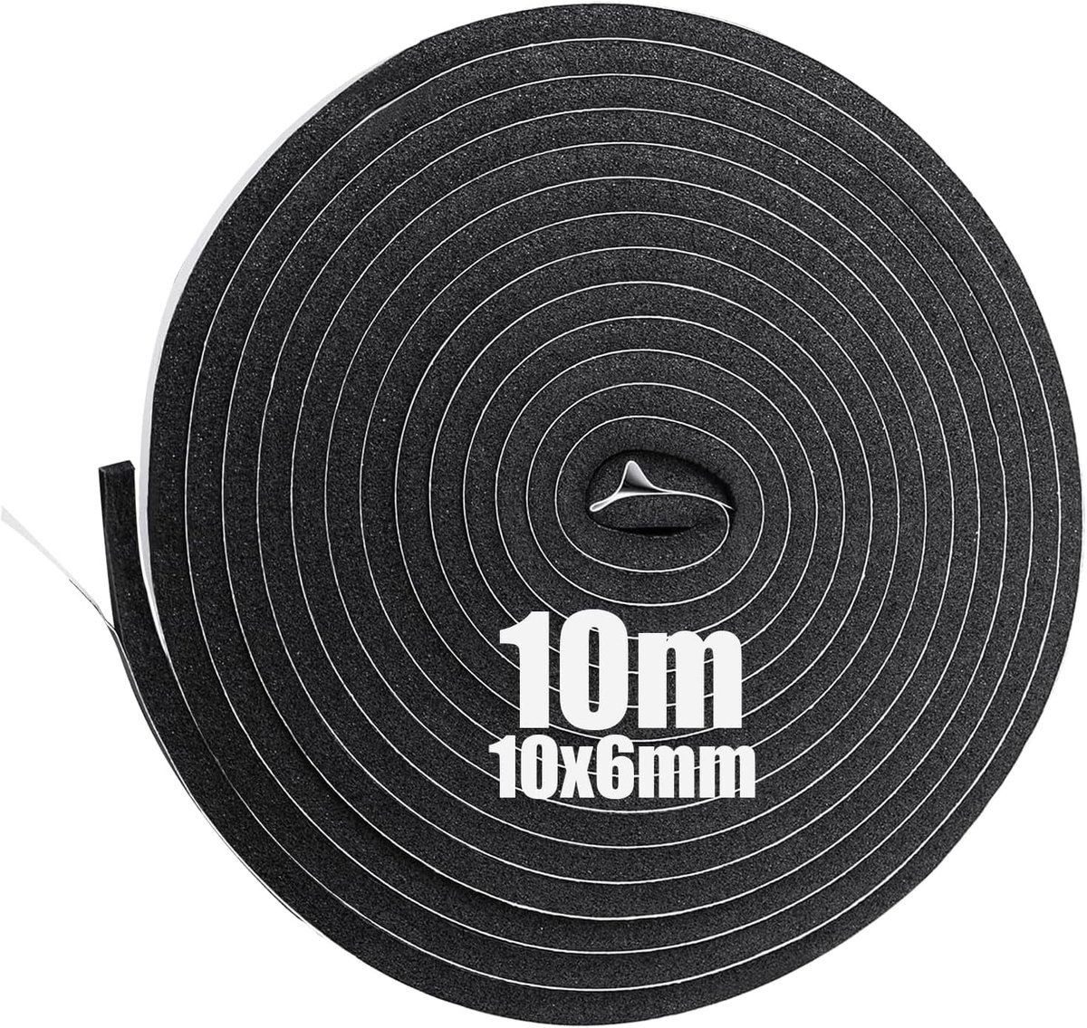 SnelShoppen - Zelfklevende Foam Lijmtape voor Raam- en Deurseals, Geluidisolatie en Anticollisie, 10mm x 6mm x 10m, CR Foam, Neopreen, Temperatuurbest