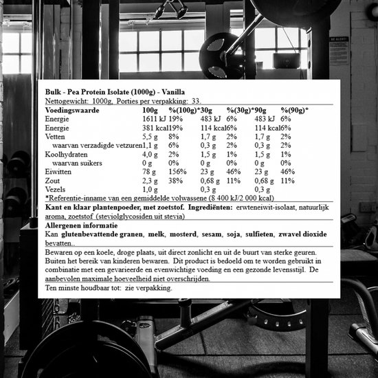 Bulk Pea Protein Isolate (1000g) Vanilla - Eiwitten - Veganistisch eiwit — afbeelding 2