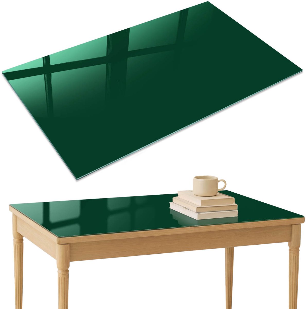 ArtPrintCave Flesgroen Glazen Tafelblad 120x80 cm - Tafelblad Rechthoek - Groente Eettafel Met Glasplaat - Achtergronden en patronen Glasplaat