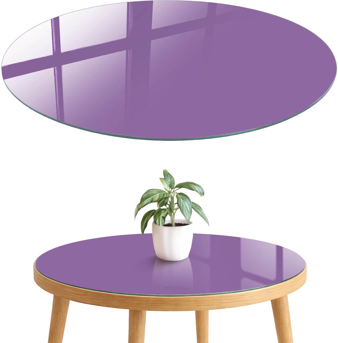 ArtPrintCave Violet Glazen Tafelblad fi70 cm - Tafelblad Rond - Paars Terrastafel - Achtergronden en patronen Tafelblad Glas