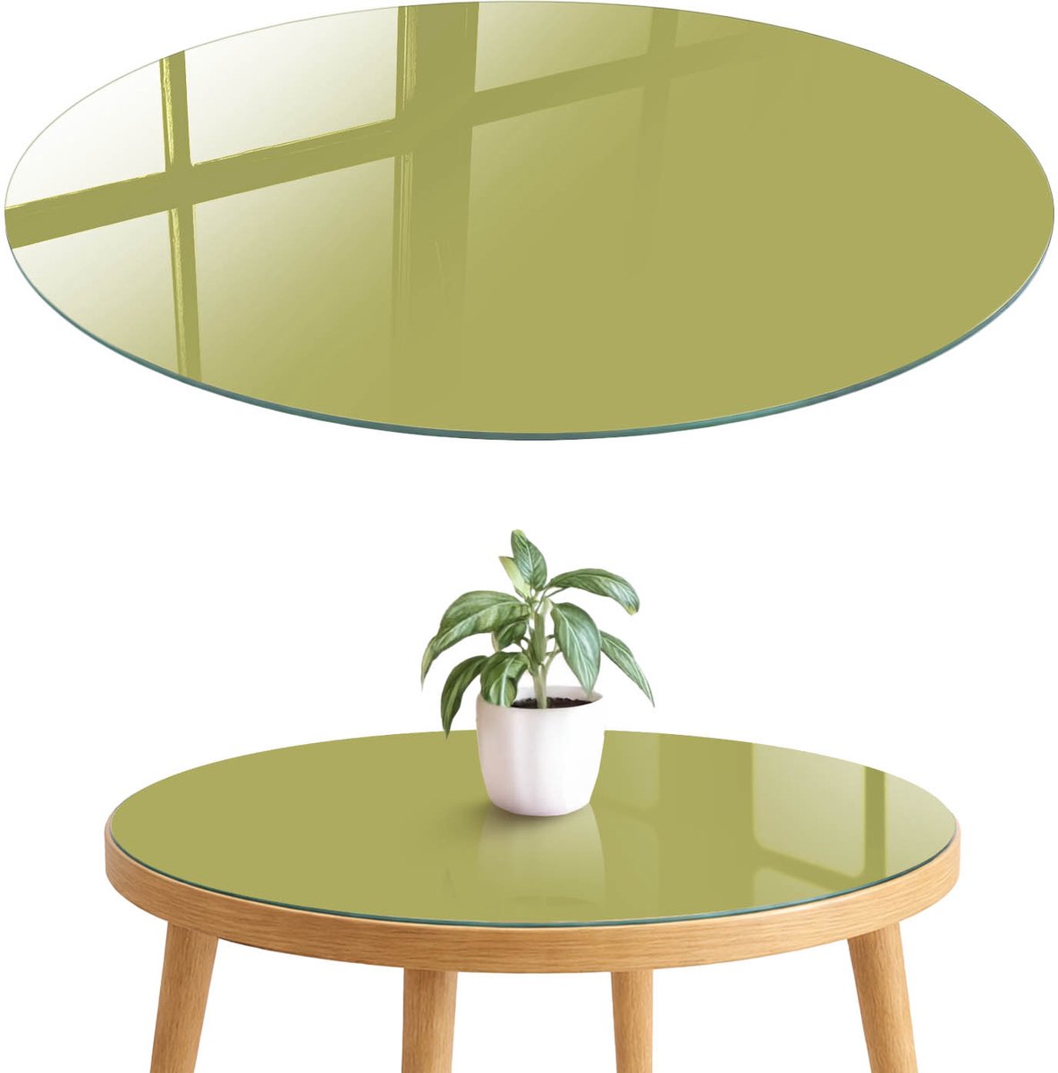 ArtPrintCave Groene vintage Glazen Tafelblad fi70 cm - Tafelblad Rond - Groente Tafelblad Glas - Achtergronden en patronen Keukentafel