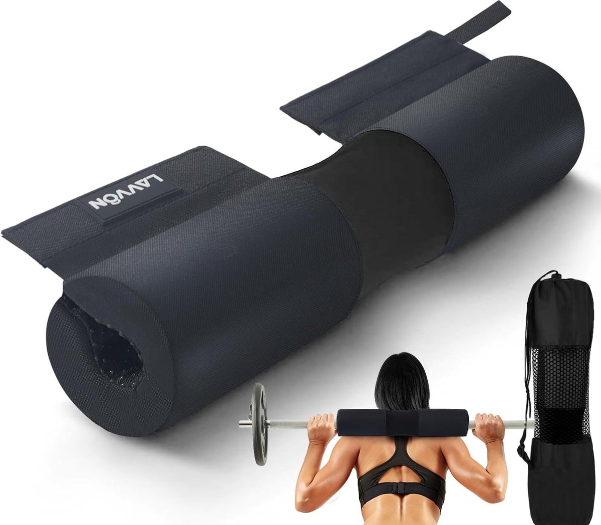 SnelShoppen - Barbell Squat Pad Nylon Padding Antislip - Dikke Foam Barbell Pad voor Squats, Lunges & Heupduw - Standaard Olympische Dumbbell Bar Pad