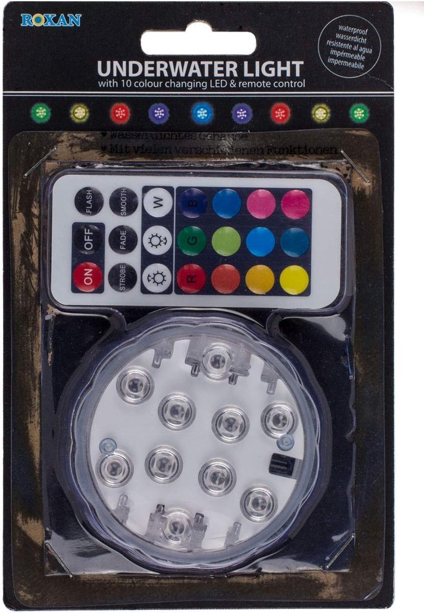 SnelShoppen - LED Onderwaterlicht met Kleurverandering - Diameter 7 cm - Verlichting voor Aquarium, Zwembad of Vijver - Inclusief Afstandsbediening