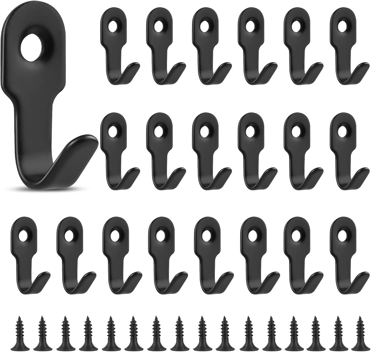 SnelShoppen - 20 Stuks Wandhaakjes voor Kleding met Schroef, Metalen Wandhaken in Vintage Stijl, Enkele Wandkapstok voor Kleding, Badkamer, Keuken, Zw