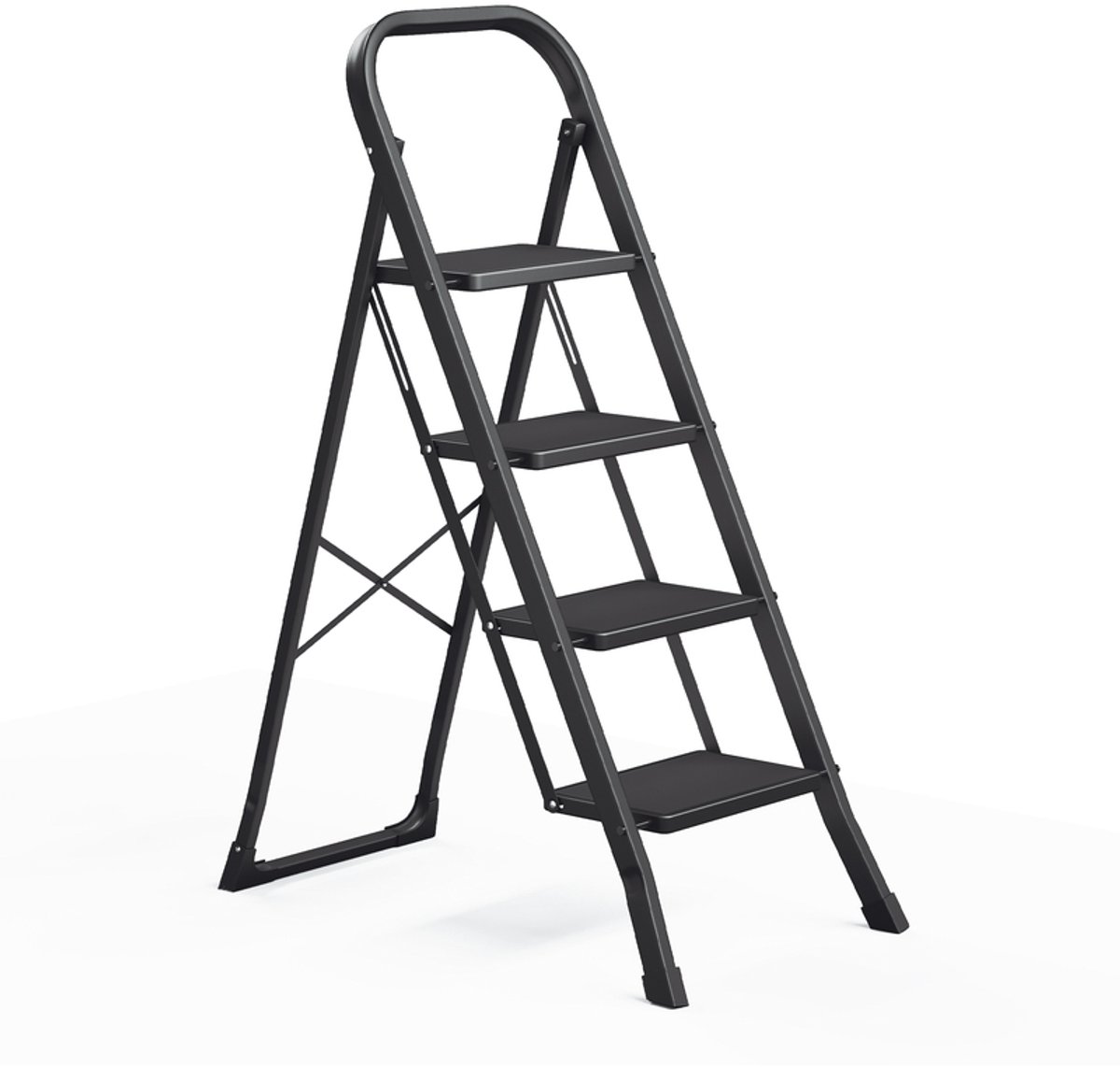 Opvouwbare trap met 4 treden en vergrendelingsmechanisme - 89 x 45 x 127 cm - Zwart