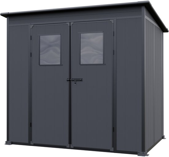 GFP Primeyard Kunststof tuinschuur 213x145x199 cm tuinhuis antraciet