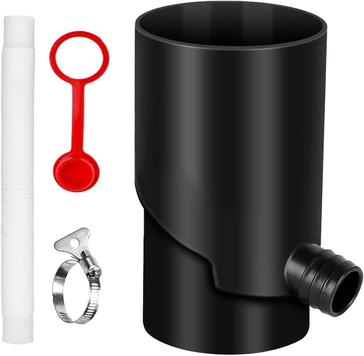 Regenton Diverter Kit - Regenwater Opvangsysteem - Tuin Water Geven - UV-bestendig Weerbestendig - 10 cm - Zwart