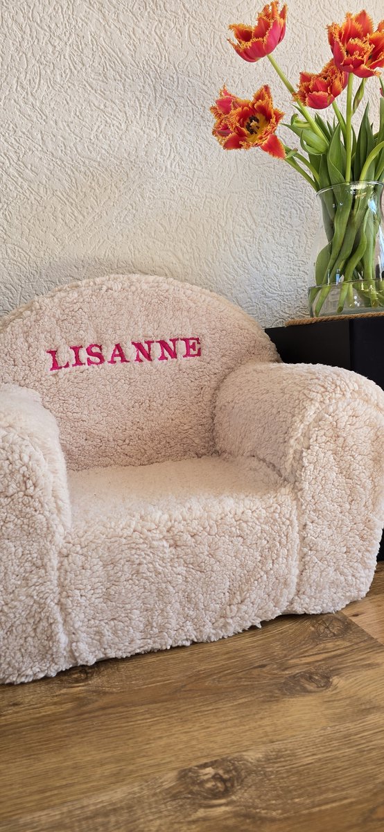 Beige teddystoel gepersonaliseerd met naam voor kinderen