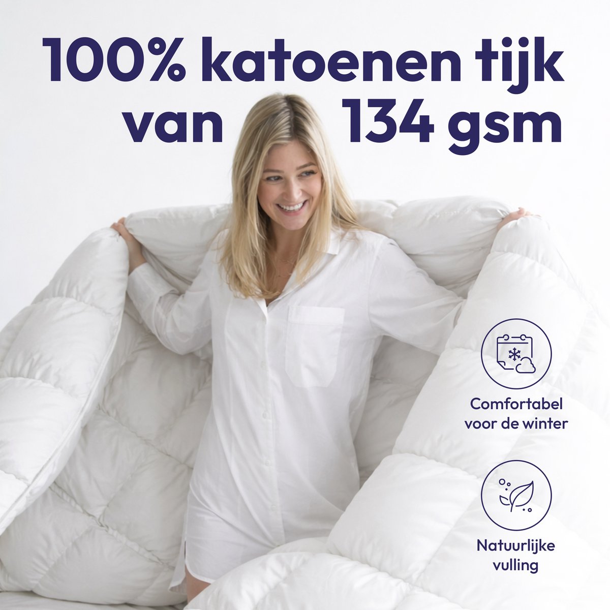 Comfeur Winterdekbed - Luxe donsdeken met Europees Eendendons - Halfdons Dekbed - Ademend Winter Dekbed - Tweepersoons 200x200 cm thumbnail 5