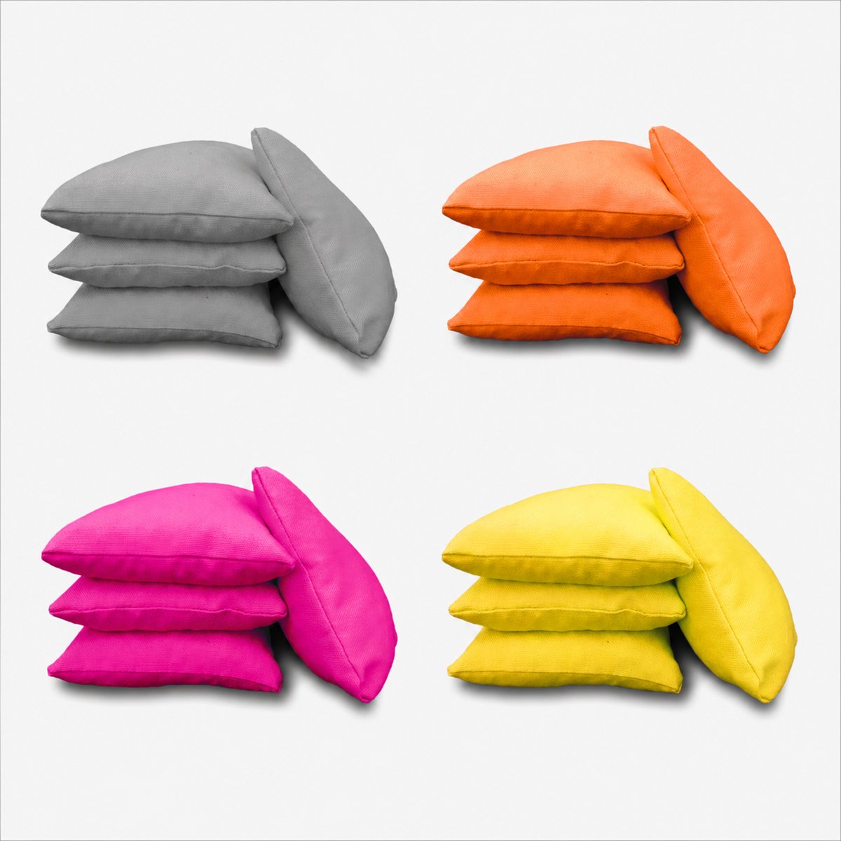 MEGA VOORDEELPAKKET - 4 x 4 Cornhole Bags / Zakjes in de kleuren ROZE, GRIJS, GEEL en ORANJE (Maisgevuld en volgens de officiële normen)