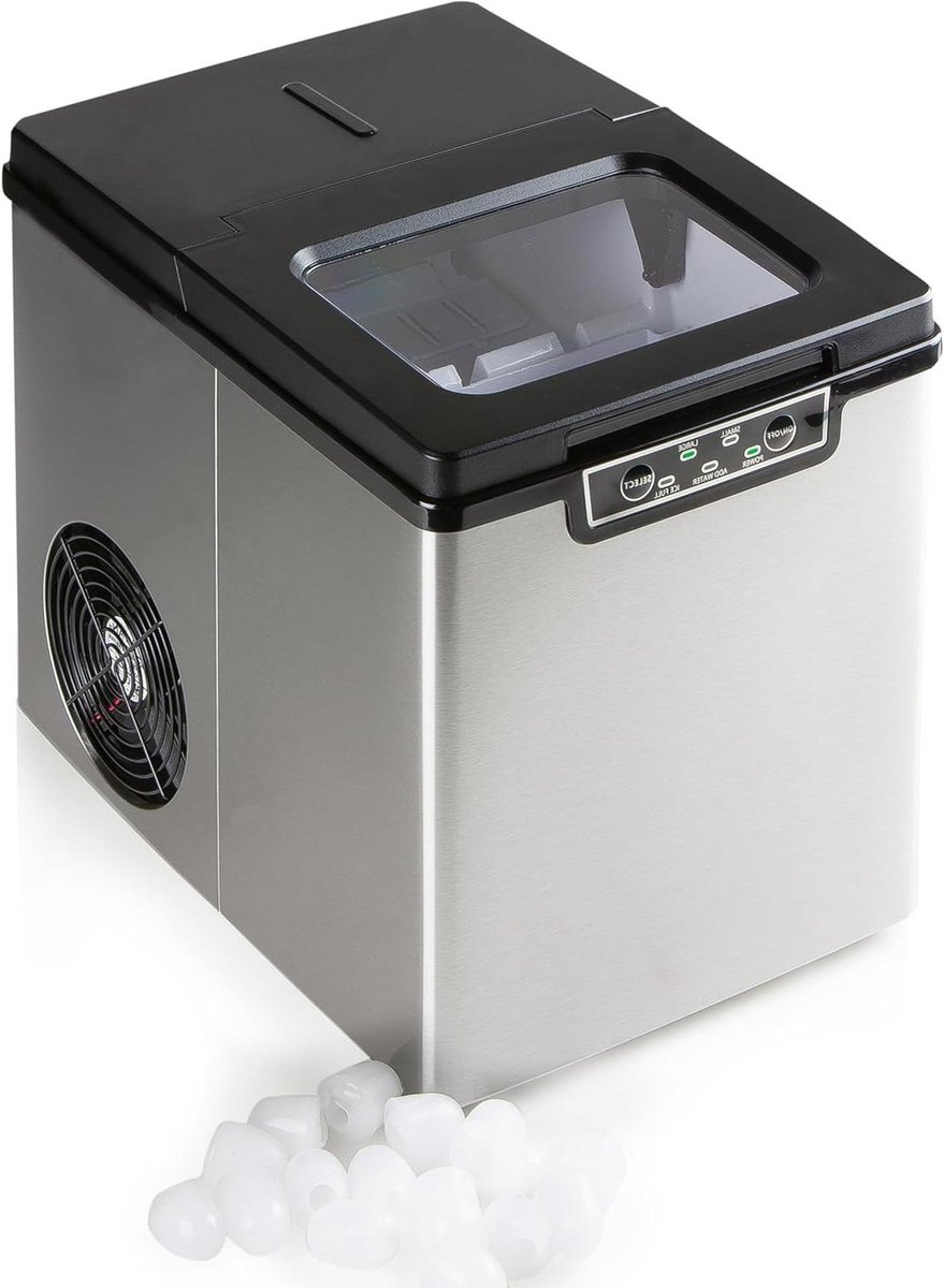 Ijsblokjesmaker - IJsmachine - Snelle IJsproduktie - Twee Ijsformaten - 12kg per 24u - RVS