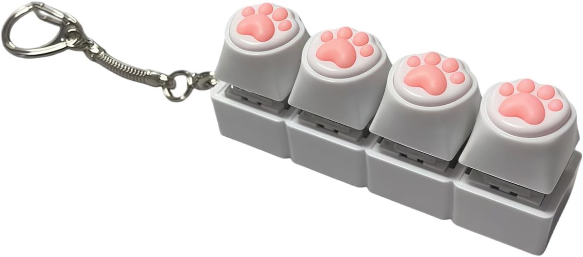 Toys Keyboard sleutelhanger, kattenvormig mini-toetsenbord clicker met 4 toetsen, grappige clicker toetsenbordhanger voor stressvermindering, sensorisch voor mannen en vrouwen