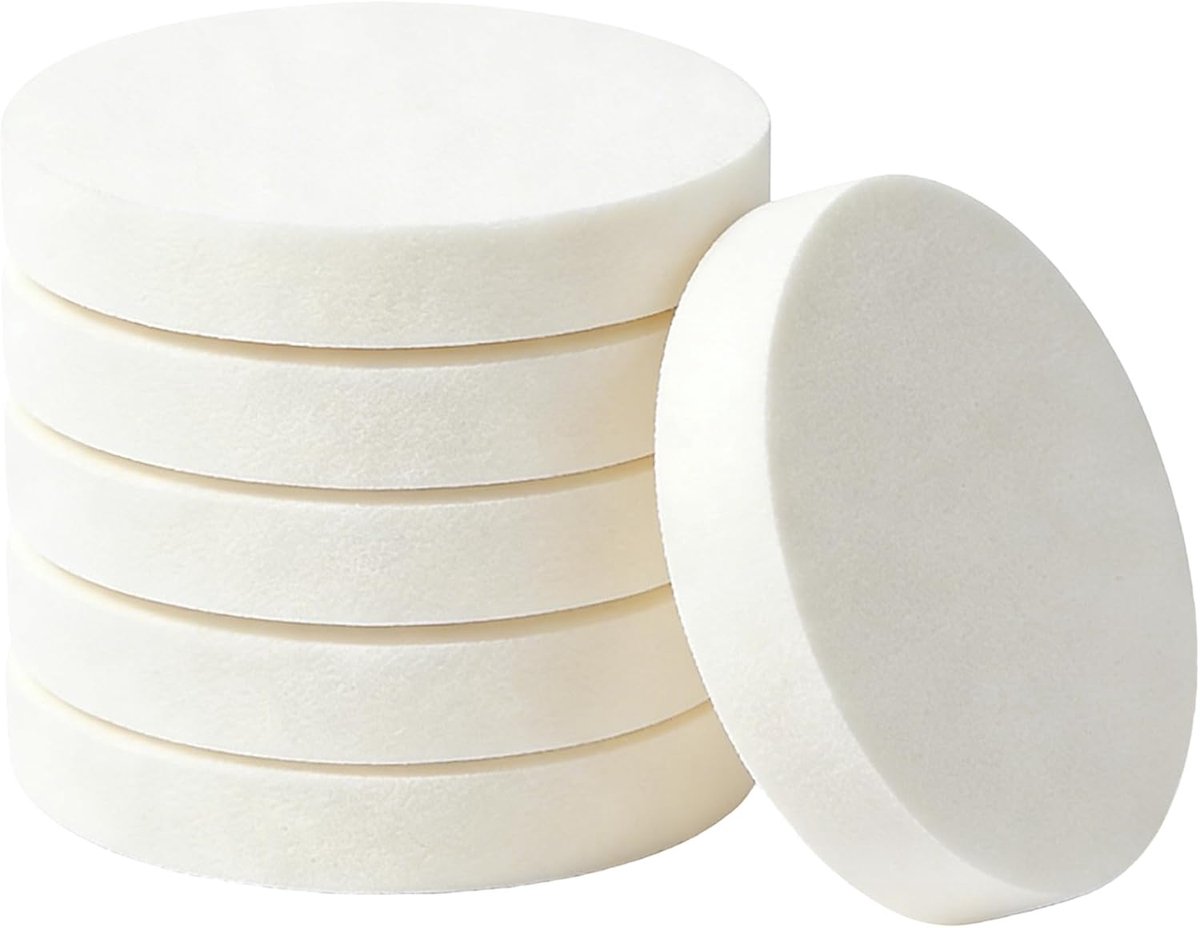 6 stks witte grote make-up blender gezicht verf spons droog en nat dual-use make-up spons grote ronde spons bladerdeeg voor vloeibare foundation crèmes en andere cosmetica (3,54 inch)
