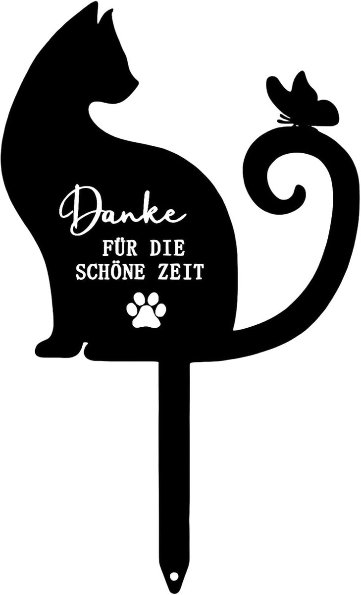 Grafmarker voor huisdieren, metalen gedenkbord, 30 x 18 cm, herinneringssteen voor kat, roestvrij staal, herinnering aan een overleden kat, zwart