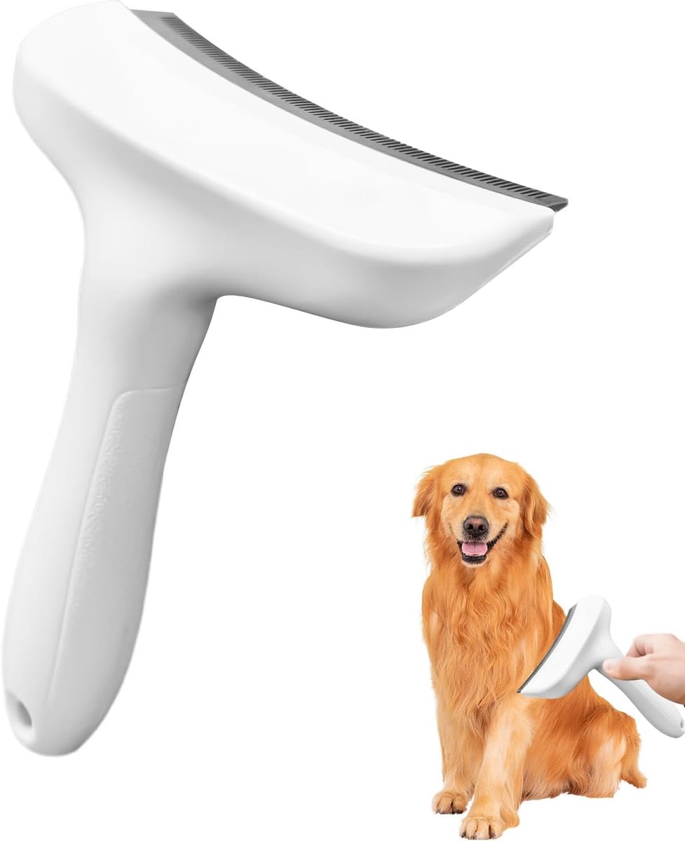 huisdierverzorgingsborstel voor honden en katten - gladde borstel met glad handvat, verwijderkam voor het verwijderen van haren voor huisdieren, verwijdert losse vacht