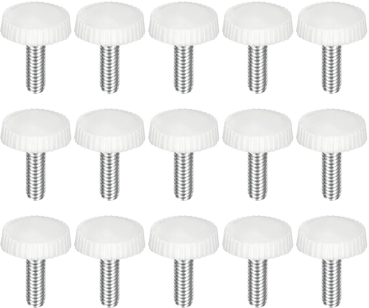 40 stuks M4 x 12 mm gekartelde kopschroeven, verzinkt, van koolstofstaal, kunststof vergrendelingsknoppen met ronde kop voor schroeven, snelvergrendeling, wit