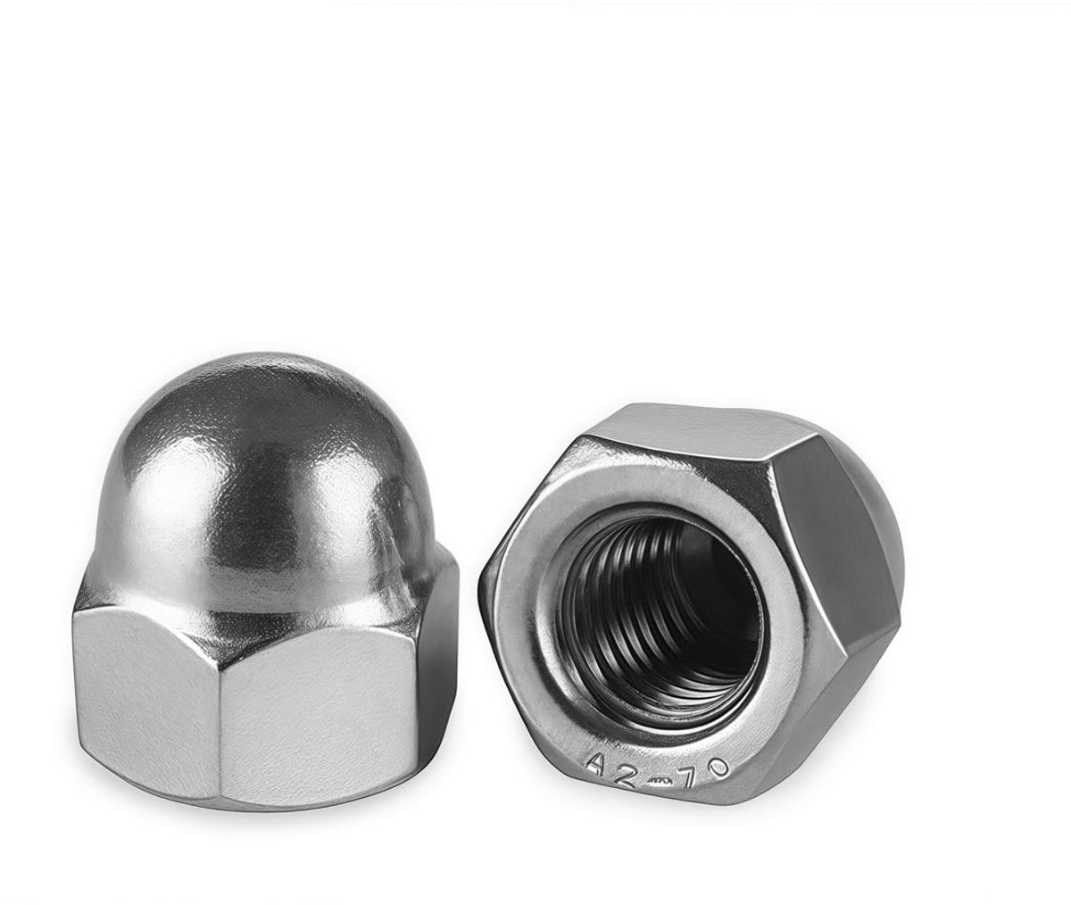 25 stuks M6 blindmoeren zilver roestvrij staal dopmoeren DIN 1587 zeskantige koepelmoeren M6 gesloten kopmoeren voor schroeven, schroefdraadbouten, draadstangen