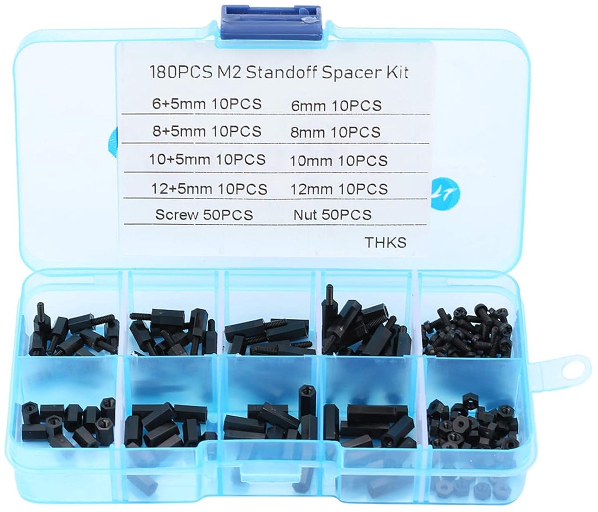 Mannelijk-Vrouwelijk Standoff Kit - 180 Stuks Zwarte Moederbord Standoffs, Schroeven en Moeren Assortiment Met Doos