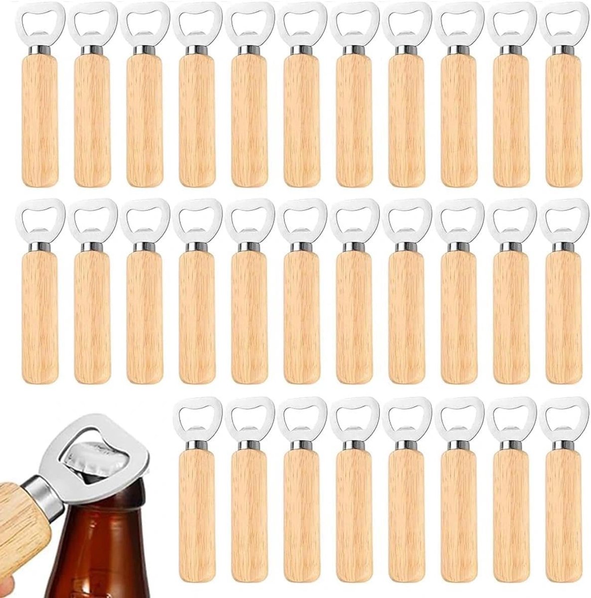 Flesopeners, flesopener met houten handvat, cadeau voor mannen en bierliefhebbers