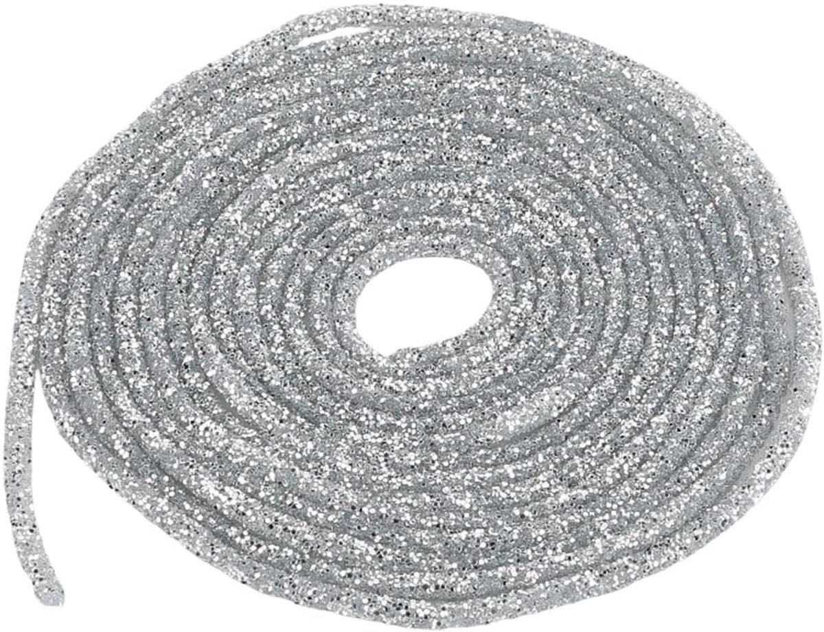 5M 6mm Zilver Glitter Touw Linten Sparkle Pailletten Ronde Koord Trimmen Glas Strass Buis Pailletten String Voor Naaien Maken Trouwjurk Decor Kleding Schoenen Diy Craft