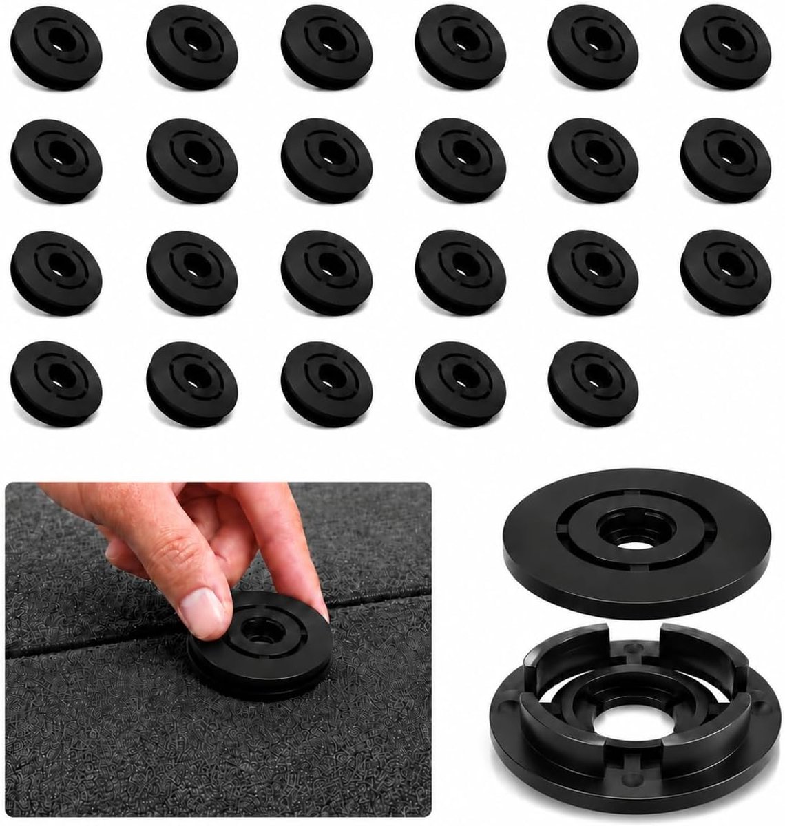24 stuks clips voor automatten, antislip, bevestiging voor vloermatten, robuuste kunststof, universele accessoires voor auto-interieur en voertuigen