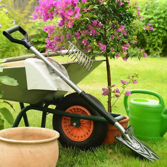 Schop tuin wortelschep met wortelzaag, opvouwbaar 120 cm - Opvouwbare schop met roestvrij lemmet, aluminium steel, zachte handgreep en D-handgreep voor tuin, camping, wortels en aarde — afbeelding 5