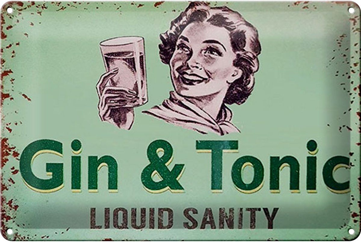 Blechschild Alkohol 30x20cm Gin & Tonic liquid sanity