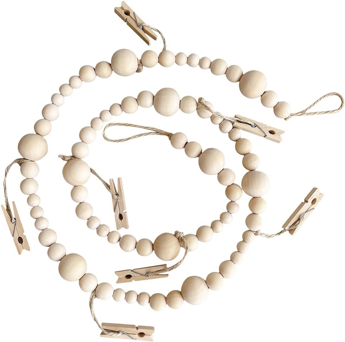 kralen foto-opslag kwast touw hennep touw kralen clip foto lanyard met clip houten kralen slinger bohemian stijl foto display