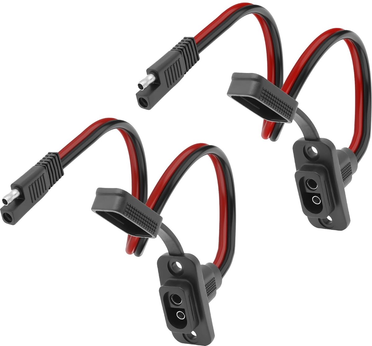 SAE Snelkoppeling, kabelboom, adapter, mannelijke stekker naar vrouwelijke stekkerkabel, 12 AWG SAE-verlengsnoer, zijwandpoort, weerbestendig, voor zonne-generator, batterijlader (2 stuks