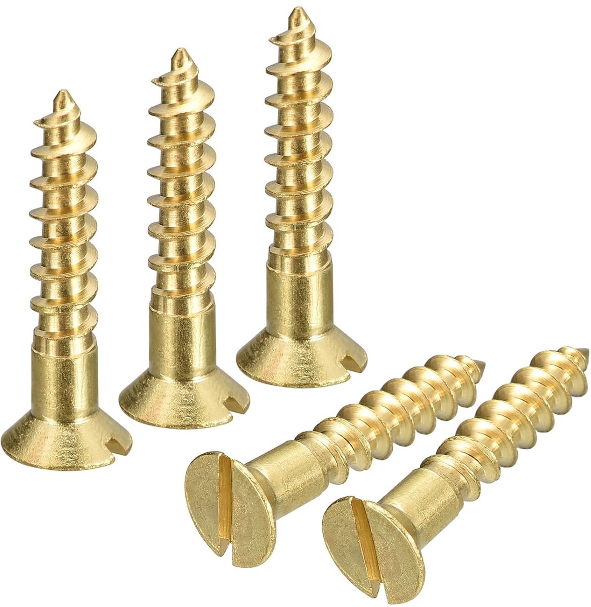 Houtschroeven, 10 stuks, M4,5 x 20 mm, sleufaandrijving, verzonken kop, zelftappende schroef voor houtbewerking en meubels