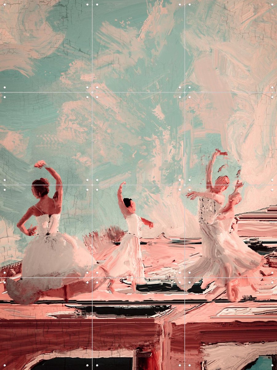IXXI Ballet Dancers, Vineet Suresh - 60 x 80 cm - Gratis ophangtool - Grote wanddecoratie en posters - Surrealisme, Kwaststreken, Kleurrijk, Gemengde