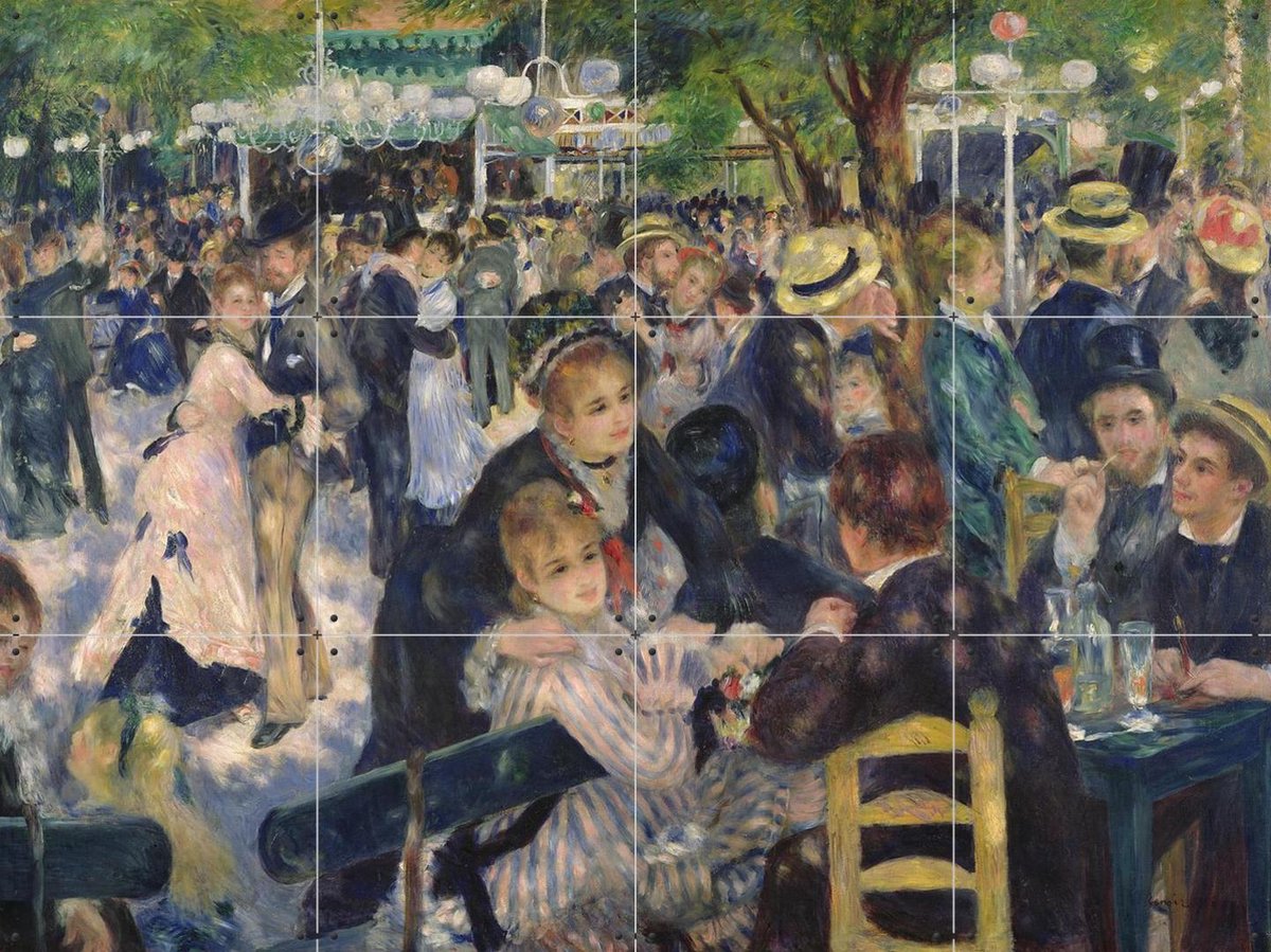 IXXI Dance at Le Moulin de la Galette, Pierre-Auguste Renoir & Bridgeman Images - 80 x 60 cm - Gratis ophangtool - Grote wanddecoratie en posters -