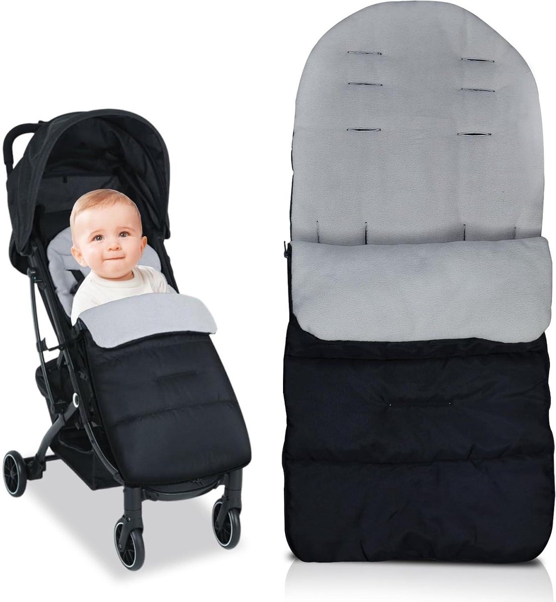 Baby Voetenzak - Kinderwagen Slaapzak - Winterse Uitjes - Waterdicht Winddicht - 88 x 40 cm - Grijs