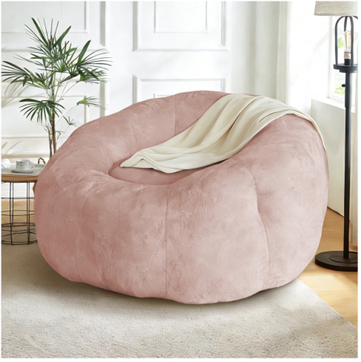Grote, ronde zitzak-loungestoel met verbeterde stabiliteit – voor veelzijdige ontspanning in de woon- of slaapkamer – 120 cm –Bean Bag Chair voor Woonkamer, Kinderkamer en Outdoor - Decoratieve Gaming Zitzak -roze
