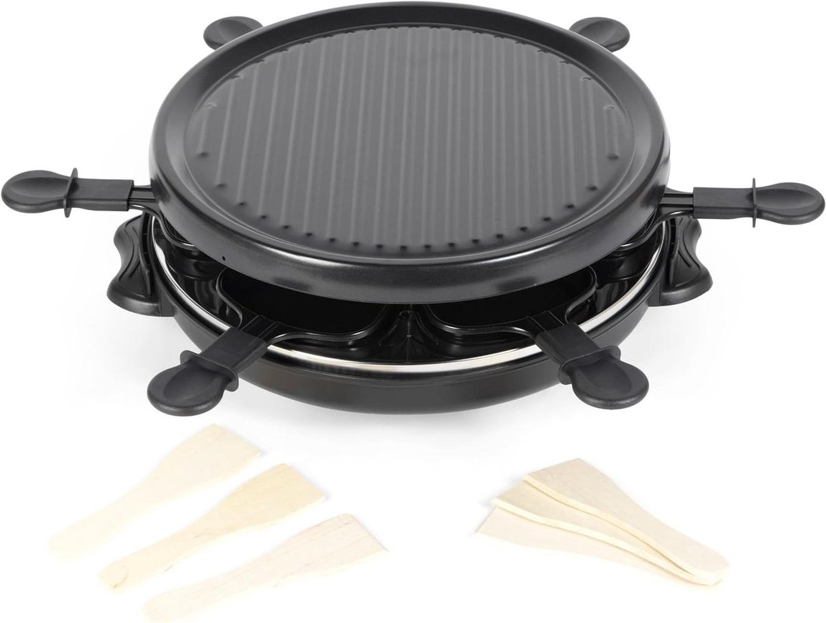 Tafel Raclette Grill - Elektrische Grill - Samen Eten - Met 6 Pannetjes - 29x29cm - Black