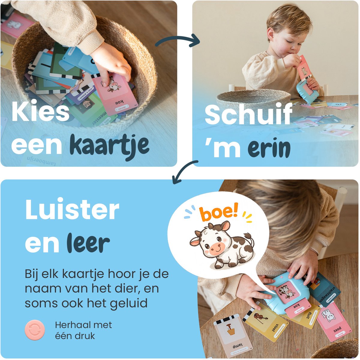 Beebie Babbels - De Taalbuddies Bundel Deal - 1x Blauwe Variant & 1x Roze variant - Educatief Speelgoed - Leer Nederlands - Montessori Speelgoed - Taalontwikkeling - Cognitieve Vaardigheden - Pratende Flitskaarten — afbeelding 7