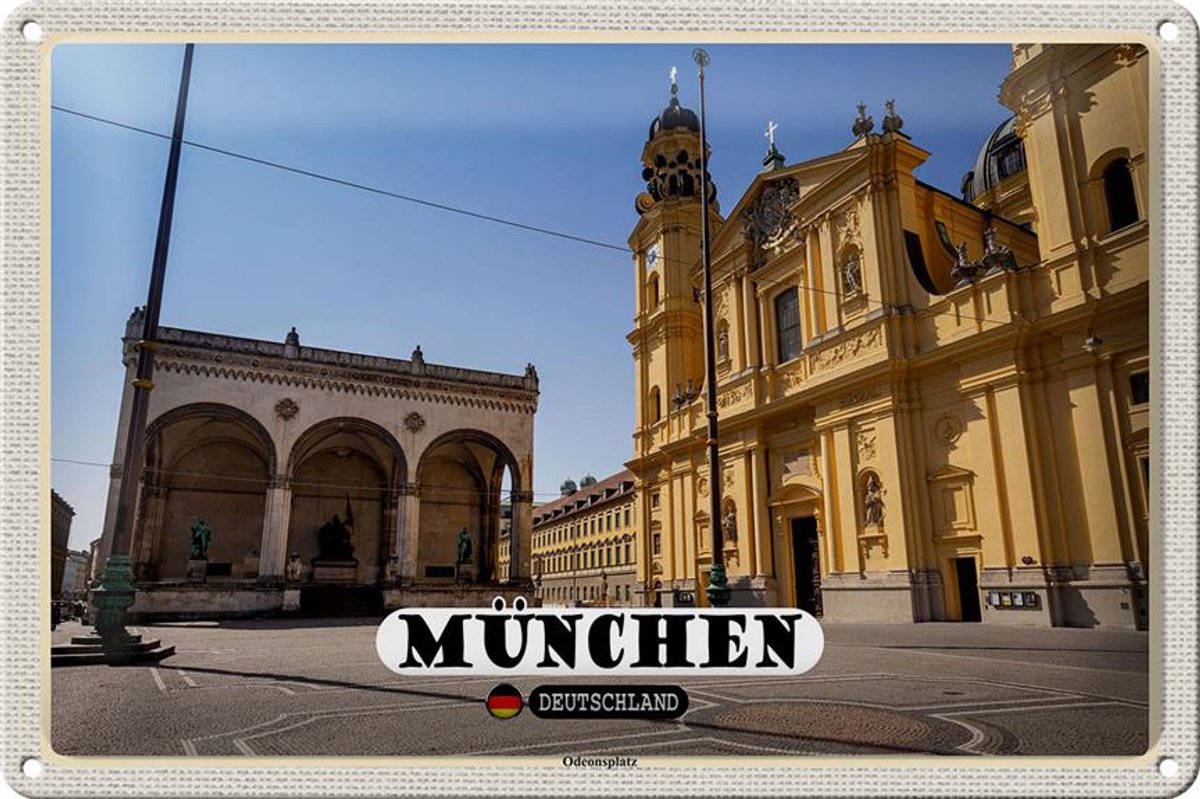 Blechschild Städte München Odeonsplatz Skulptur 30x20cm