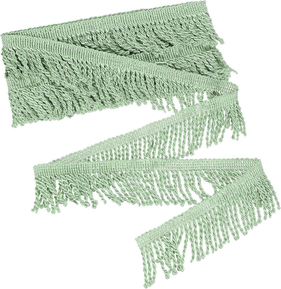 METERXITY 5 Yards Gordijn Franjes Franje Trim, 6 cm Brede Polyester Franje Boho Kant Naaien Franje Trimmen Kwastje Franje Trim voor Tassen/DIY Decoratie/Rok/Bank/Kleding [Lichtgroen]
