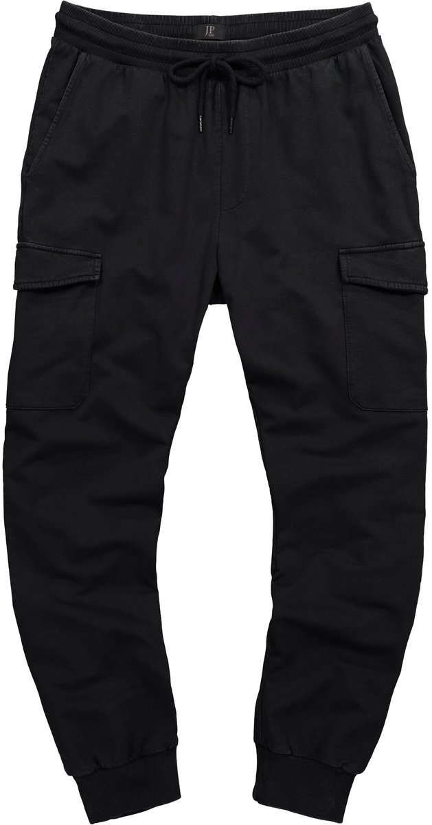 JP 1880 - Heren - Trainingsbroek Modern Fit cargozakken vintage look - Zwart - Maat XXL
